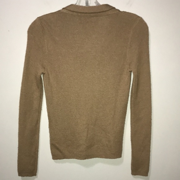 Prada Tan Cashmere Sweater Tie Front Detail 6 - Picture 5 of 5